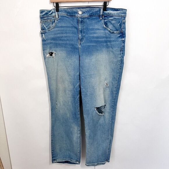 Lane Bryant Jeans Women Size 20 Distressed Girlfriend Straight Flex Waistband - Picture 2 of 9